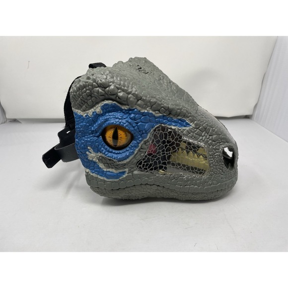 2017 Jurassic World Chomp N Roar Mask w/ Sound Velociraptor Raptor Blue Dinosaur - Picture 1 of 6